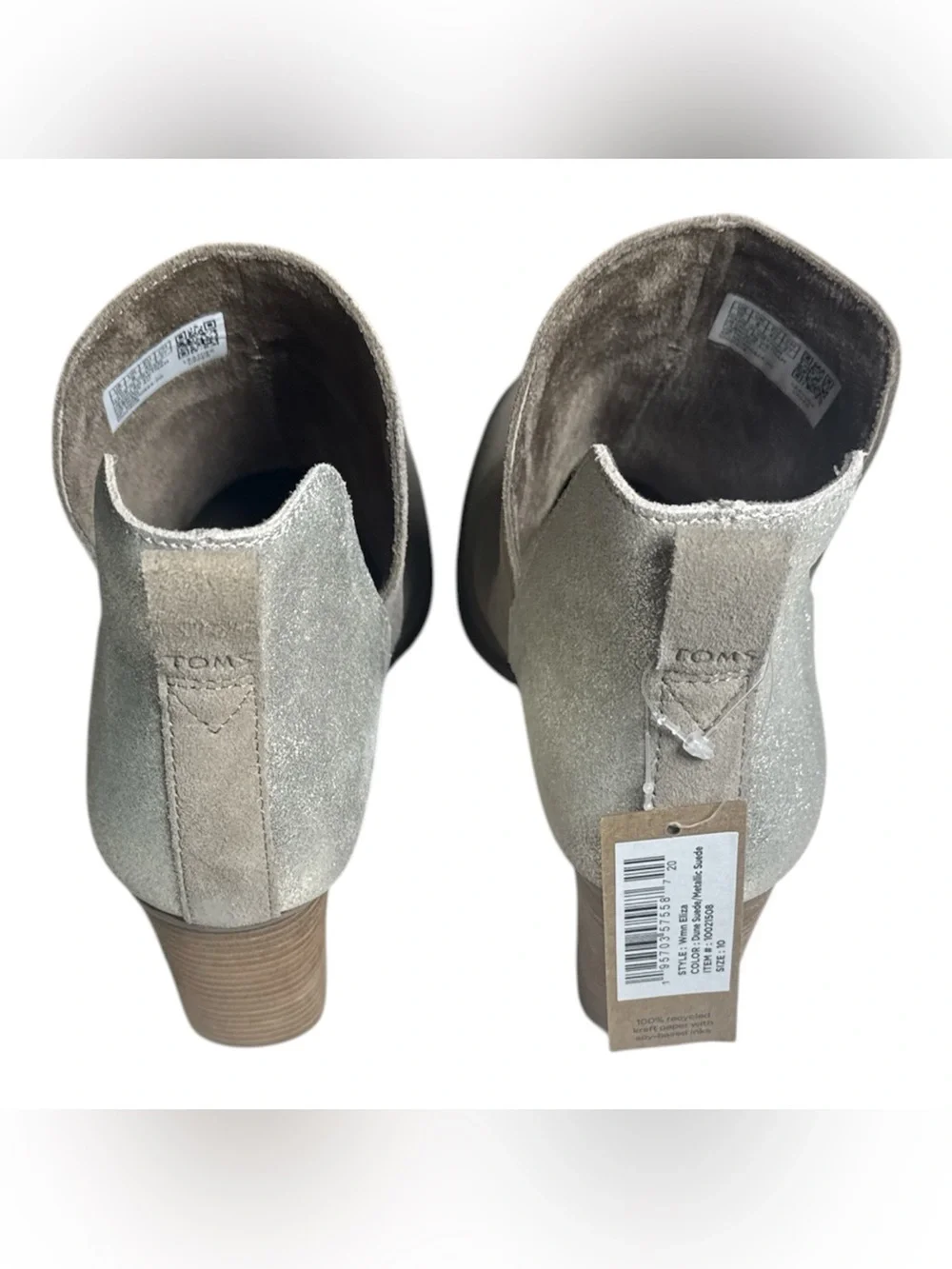 TOMS Eliza Suede Bootie - Dune Metallic Suede - Women’s 10 NWT